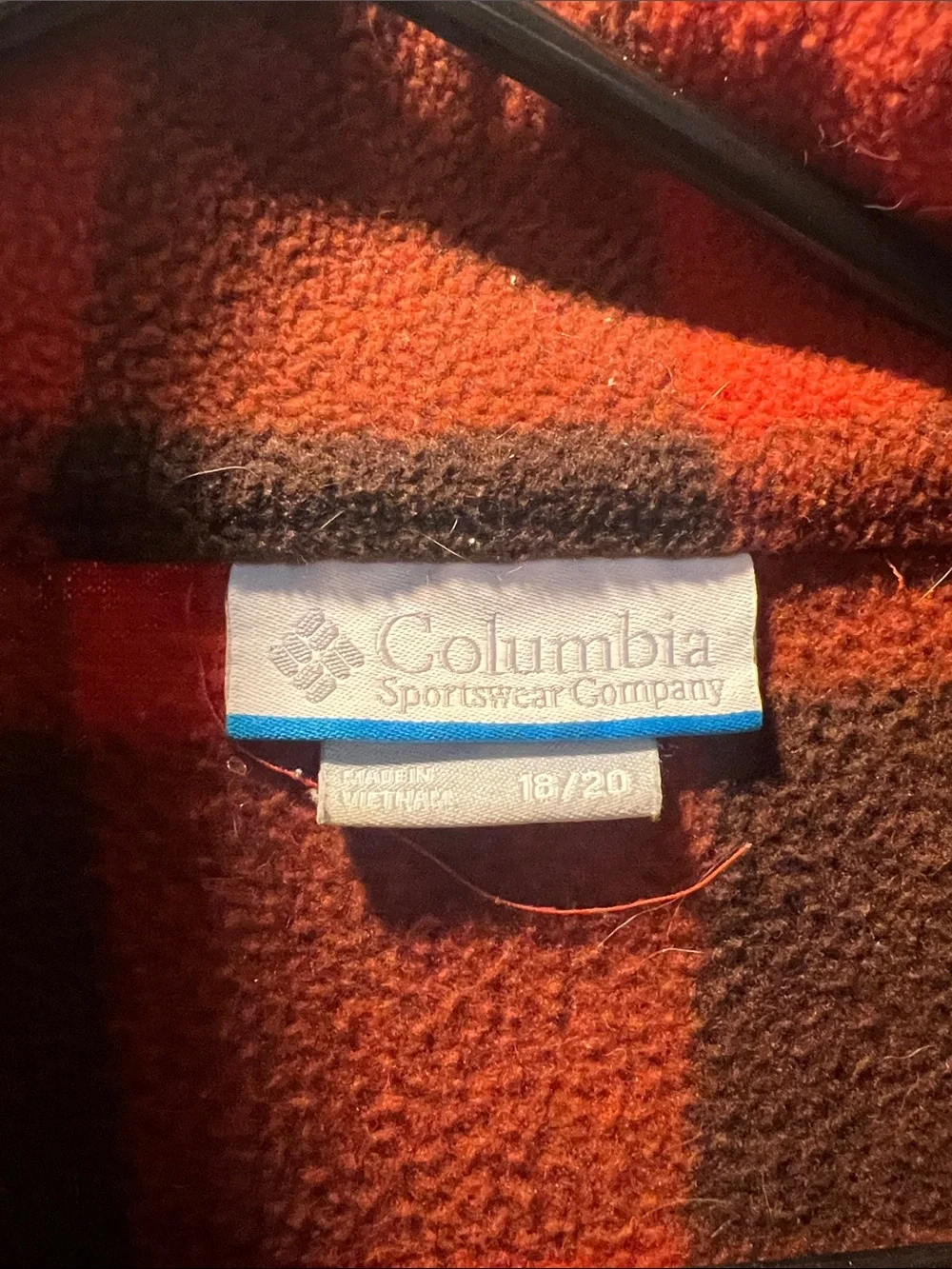 Columbia Kids Orange and Brown Buffalo Plaid Fleece Jacket